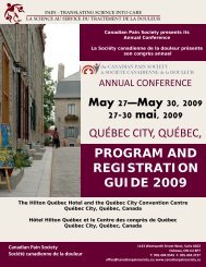 registration and program guide 2009 for pdf - The Canadian Pain ...