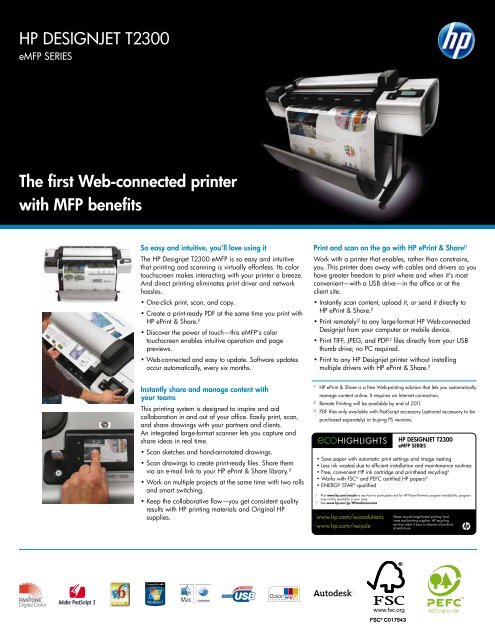 HP DESIGNJET T2300 The first Web-connected ... - Laser Valley