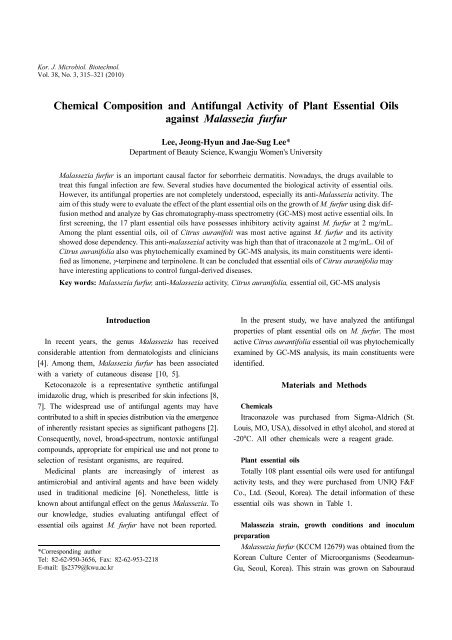 Chemical Composition and Antifungal Activity of Plant Essential Oils ...