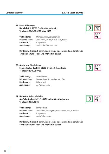Angebote für Schulen im Kreis Soest - Lernort Bauernhof