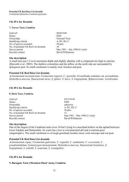 Important Plant Areas for algae - Natural History Museum