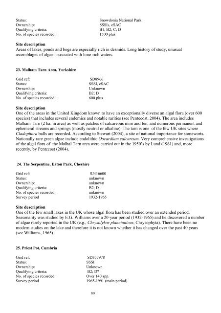 Important Plant Areas for algae - Natural History Museum