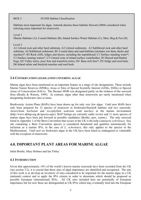 Important Plant Areas for algae - Natural History Museum