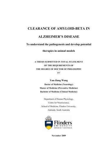 clearance of amyloid-beta in alzheimer's disease - Theses - Flinders ...