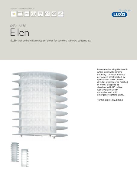 ELLEN wall luminaire is an excellent choice for corridors, stairways ...