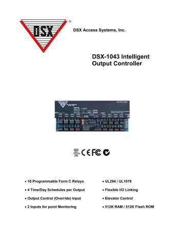 DSX-1043 Intelligent Output Controller - DSX Access Systems, Inc.