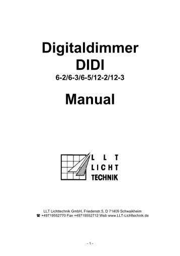 Digitaldimmer DIDI Manual - Albinger Licht+Ton Technik GmbH