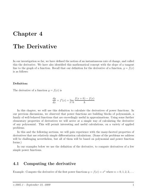 Chapter 4 The Derivative Ugrad Math Ubc Ca