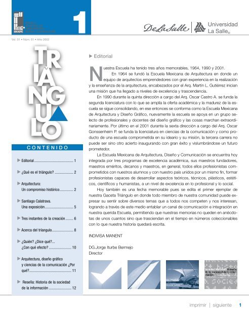 1 imprimir | siguiente Editorial CONTENIDO - Facultad Mexicana de ...