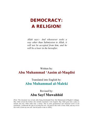 Abu Muhammad Asim al Maqdisi - Democracy - A Religion