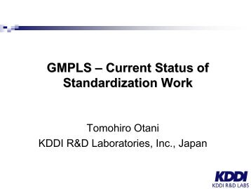 GMPLS â Current Status of Standardization Work - mupbed