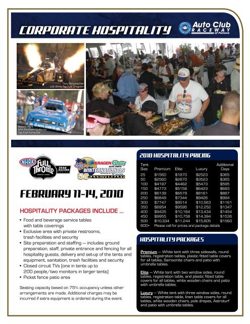 corporate Hospitality - National Hot Rod Association