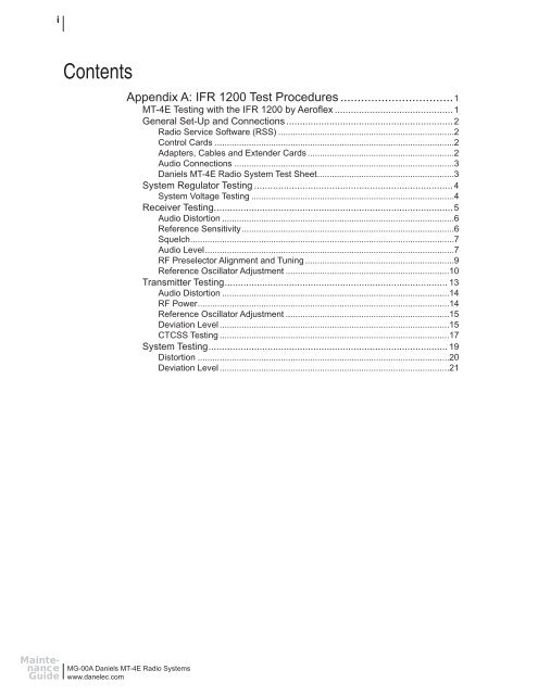 Appendix A: IFR 1200 Test Procedures - Daniels Electronics