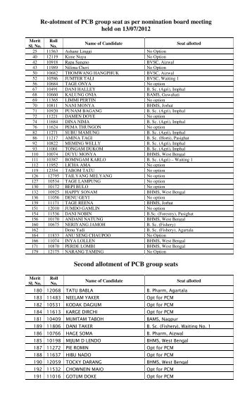 Second allotment of PCB group seats - Directorate of Higher ...