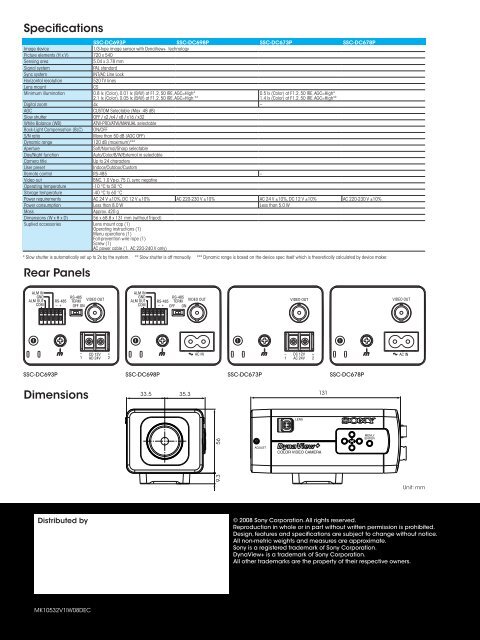 SSC-DC693P SSC-DC698P SSC-DC673P SSC ... - Sony Asia Pacific