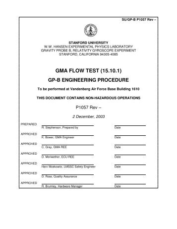 Gma Flow Test 15.10.1 - Gravity Probe B - Stanford University