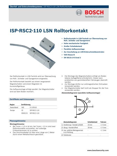 ISP-RSC2-110 LSN Rolltorkontakt - Bosch Security Systems