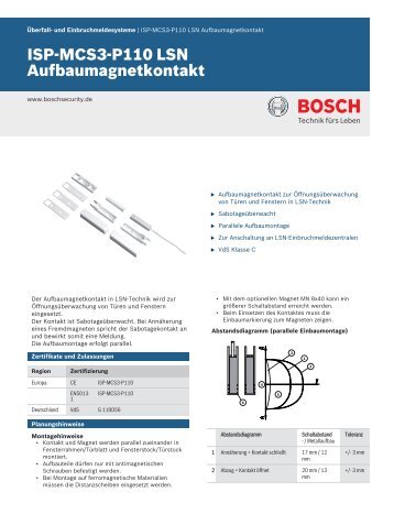 ISP-MCS3-P110 LSN Aufbaumagnetkontakt - Bosch Security Systems