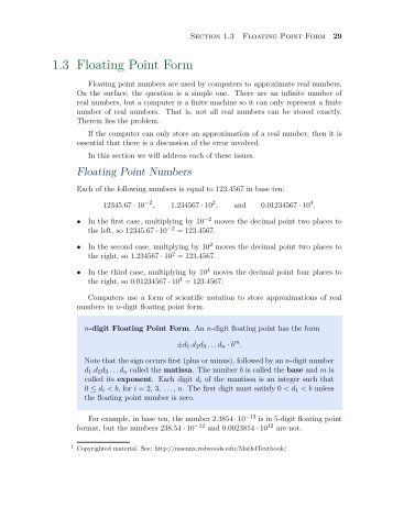 1.3 Floating Point Form