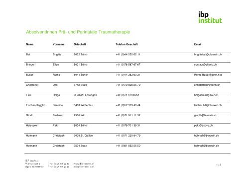 PrÃ¤- und Perinatale Traumatherapie - IBP Institut