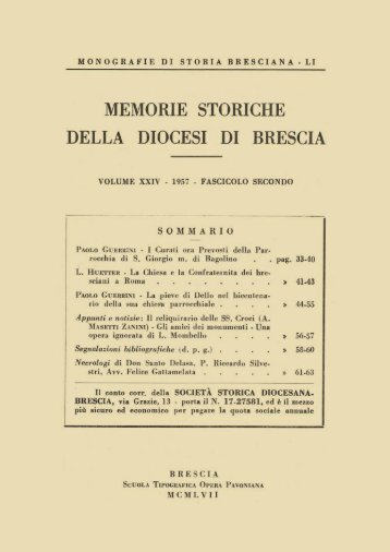 XXIV (1957) Monografie di storia bresciana, 51 ... - Brixia Sacra