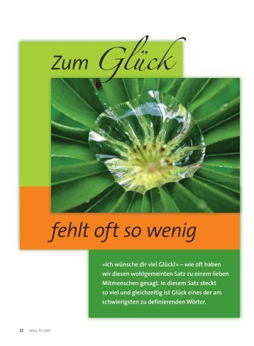 Zum Glück fehlt oft so wenig - Ethos