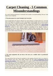 Carpet Cleaning - 5 Common Misunderstandings