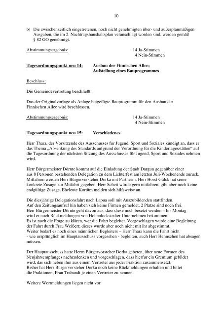 Protokoll Gemeindevertretung vom 05.07.2007 - Gemeinde ...