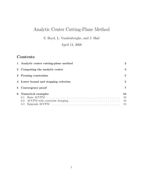 Analytic Center Cutting-Plane Method