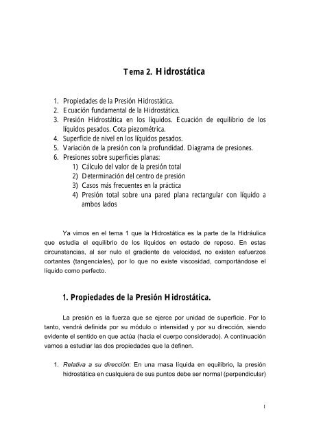 Tema 2. HidrostÃ¡tica