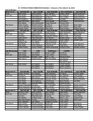 February 2 thru March 16, 2013 - St. Patrick Parish