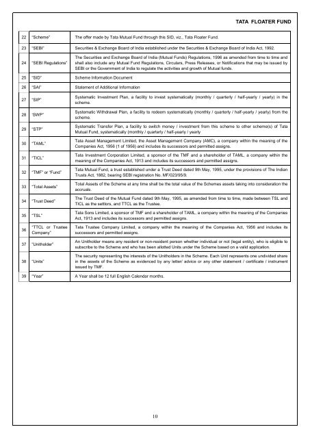 Front Cover Page - Tata Mutual Fund