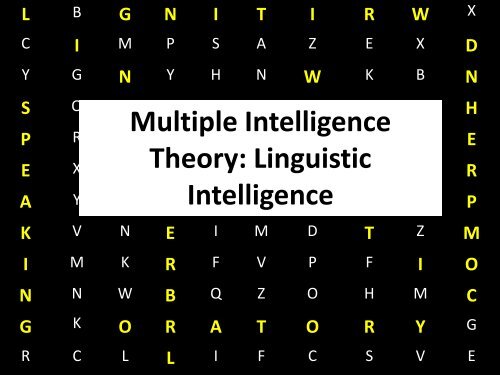 Howard Gardner's Multiple Intelligence Theory: Linguistic ...