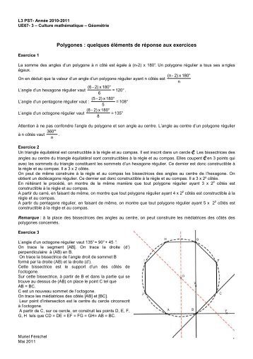 TD-PST : CorrigÃ© des exercices sur les polygones - IUFM