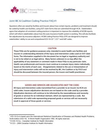 Joint IBC & Coalition Coding Practice FAQ #1