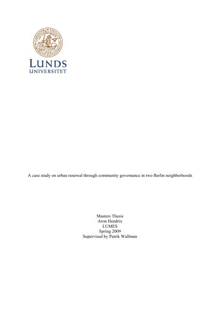 A case study on urban renewal through community ... - lumes
