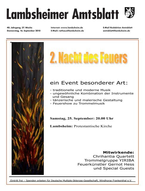 Samstag, 25. September - Gemeindeverwaltung Lambsheim