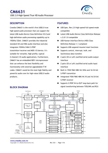 CM6631_Datasheet_v0.8 - H i F i DUINO
