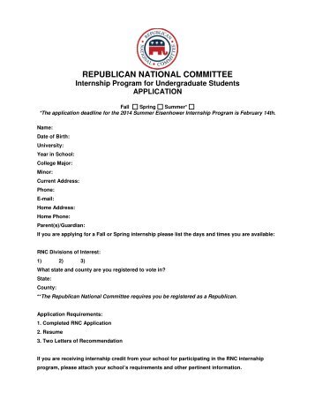 RNC Intern Application - Republican National Committee