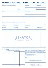 senator international ocean llc - bill of lading