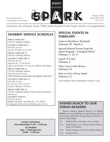 Ohev newsletter feb2003 - Congregation Ohev Shalom