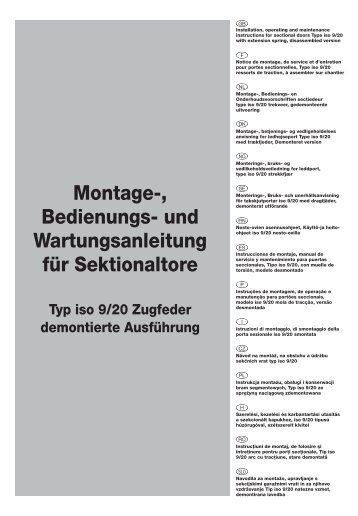 Montage-, Bedienungs- und Wartungsanleitung fÃƒÂ¼r ... - Novoferm