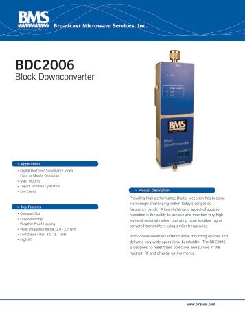 BDC2006 2 GHz Datasheet - Broadcast Microwave Services