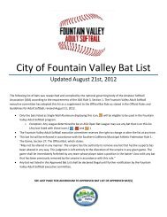 City of Fountain Valley Bat List