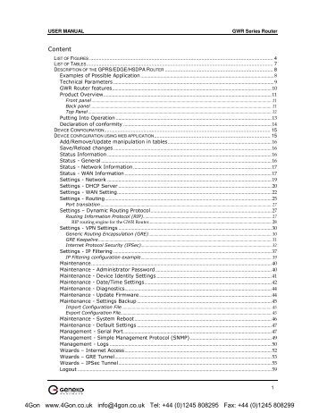 Geneko GWR Cellular Gateway Series User Manual (PDF) - 4Gon