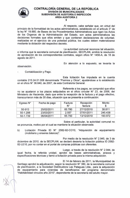 informe final nÂ° 25-11 municipalidad de santiago sobre auditorÃ­a al ...