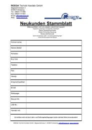 Neukunden Stammblatt - bei Roega