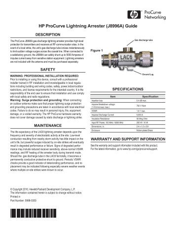 HP ProCurve Lightning Arrester (J8996A) Guide - Moonblink