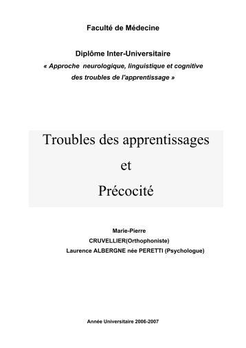 Troubles des apprentissages et PrÃ©cocitÃ© - Resodys