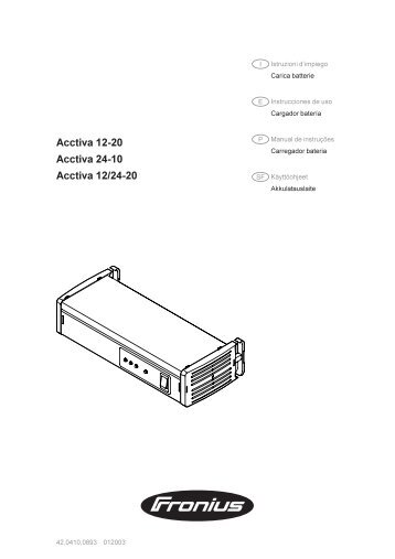 Acctiva 12-20, Acctiva 24-10, Acctiva 12/24-20 [42,0410 ... - Fronius